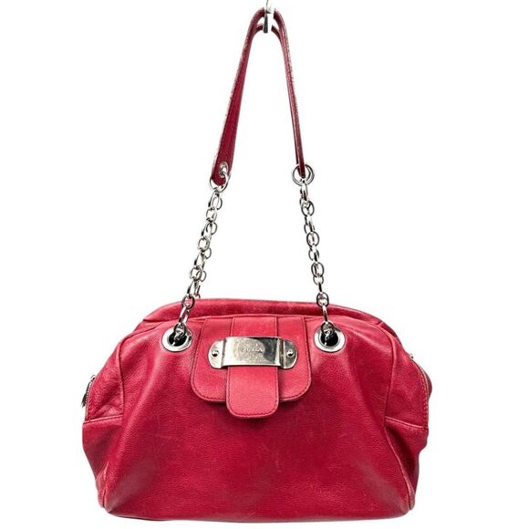 furla red leather chain shoulder - Picture 1 of 7